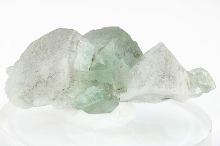 Green, Cubic Fluorite Crystals on Quartz - Inner Mongolia #216788